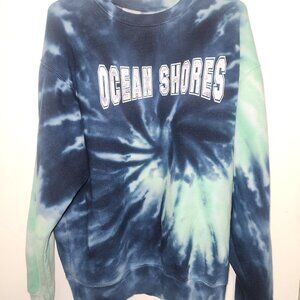 Tie dye crew neck sweatshirt blue green women men Large